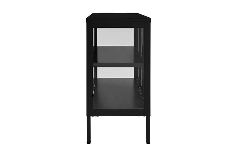 Skänk svart 105x35x70 cm stål och glas - Svart - Skänkar & sideboards