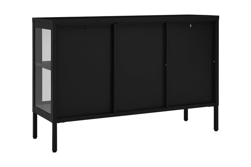 Skänk svart 105x35x70 cm stål och glas - Svart - Skänkar & sideboards