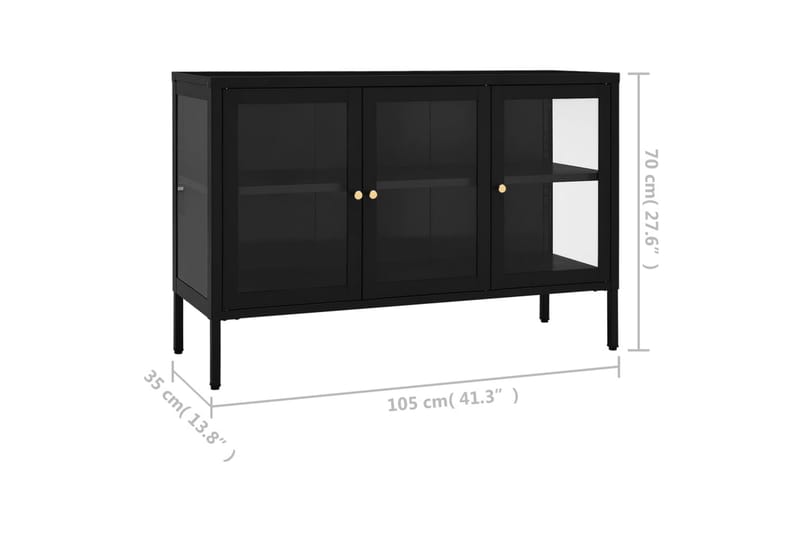 Skänk svart 105x35x70 cm stål och glas - Svart - Förvaring - Förvaringsmöbler - Skänkar & sideboards