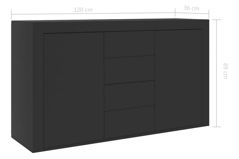 Skänk svart 120x36x69 cm spånskiva - Svart - Skänkar & sideboards