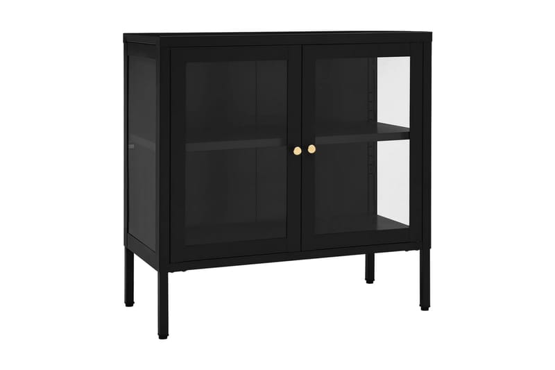 Skänk svart 70x35x70 cm stål och glas - Svart - Skänkar & sideboards