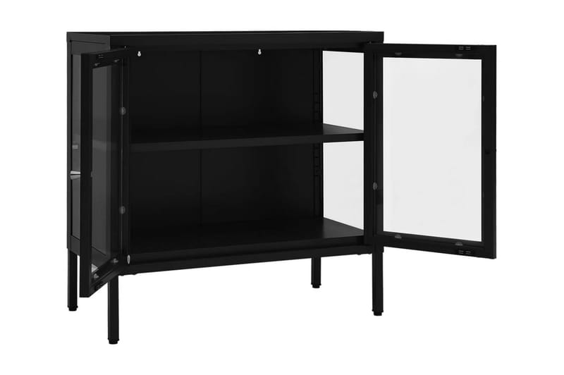 Skänk svart 70x35x70 cm stål och glas - Svart - Förvaring - Förvaringsmöbler - Skänkar & sideboards