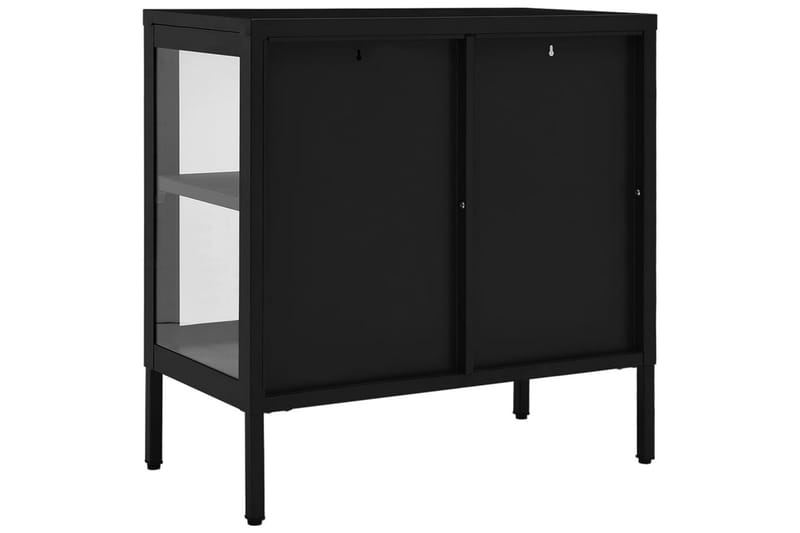 Skänk svart 70x35x70 cm stål och glas - Svart - Förvaring - Förvaringsmöbler - Skänkar & sideboards