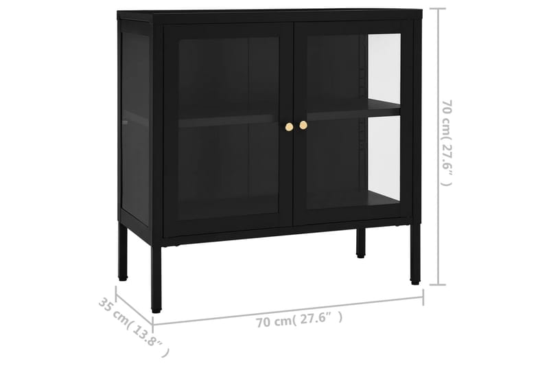 Skänk svart 70x35x70 cm stål och glas - Svart - Förvaring - Förvaringsmöbler - Skänkar & sideboards