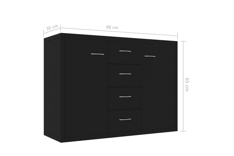 Skänk svart 88x30x65 cm spånskiva - Svart - Förvaring - Förvaringsmöbler - Skänkar & sideboards