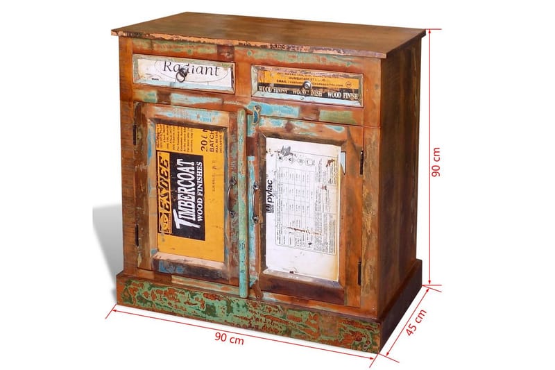 Skänk vintage återvunnet trä 2 lådor 2 luckor - Brun - Förvaring - Förvaringsmöbler - Skänkar & sideboards
