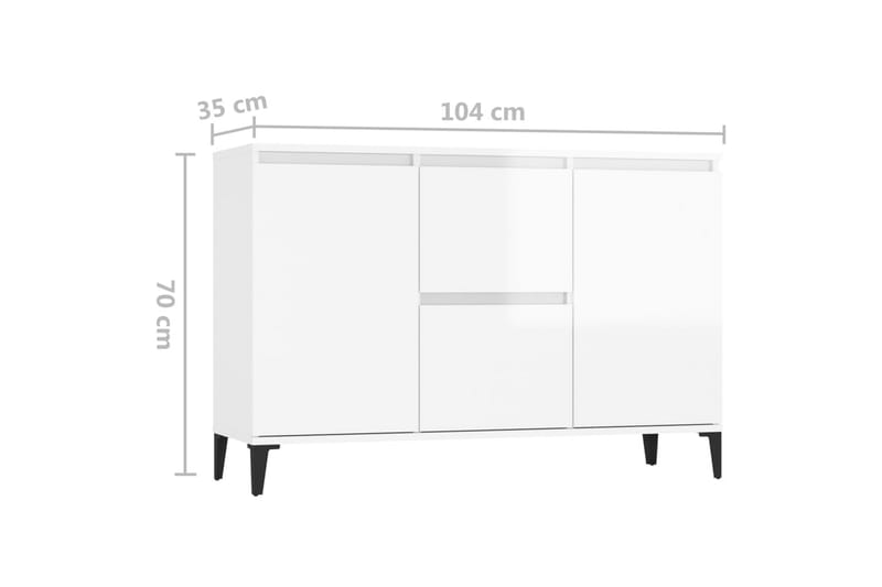 Skänk vit 104x35x70 cm spånskiva - Vit högglans - Skänkar & sideboards