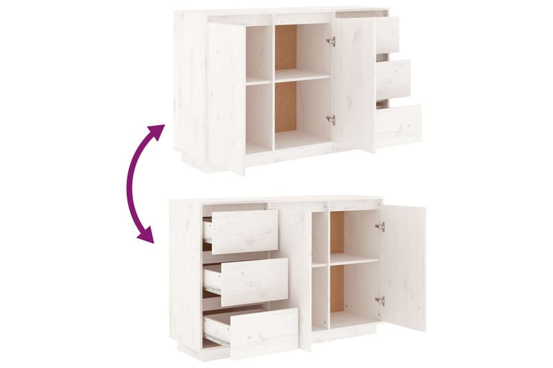 Skänk vit 111x34x75 cm massiv furu - Vit - Förvaring - Förvaringsmöbler - Skänkar & sideboards