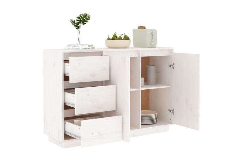 Skänk vit 111x34x75 cm massiv furu - Vit - Skänkar & sideboards