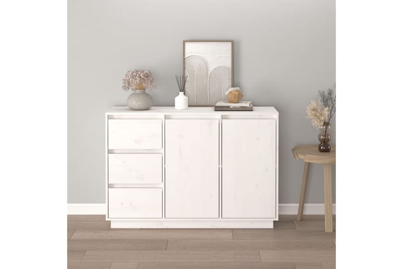 Skänk vit 111x34x75 cm massiv furu - Vit - Skänkar & sideboards