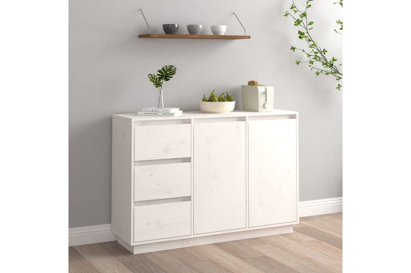 Skänk vit 111x34x75 cm massiv furu - Vit - Skänkar & sideboards