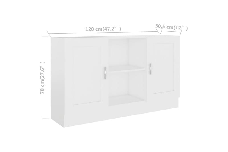 Skänk vit 120x30,5x70 cm spånskiva - Vit - Förvaring - Förvaringsmöbler - Skänkar & sideboards