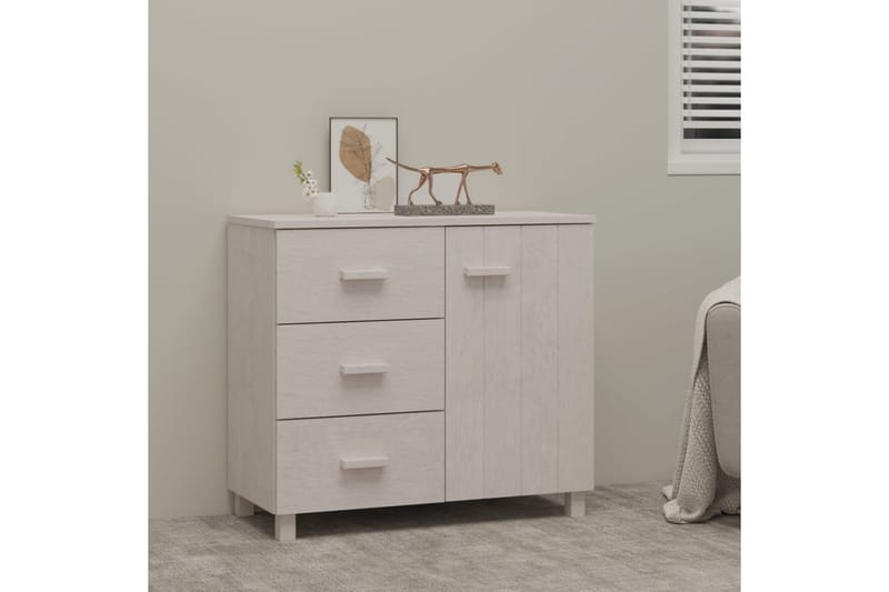 Skänk vit 90x40x80 cm massiv furu - Vit - Förvaring - Förvaringsmöbler - Skänkar & sideboards