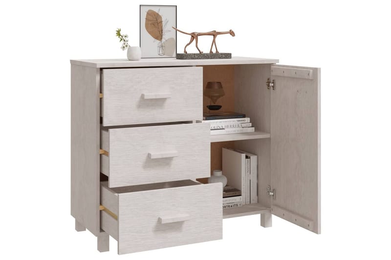 Skänk vit 90x40x80 cm massiv furu - Vit - Förvaring - Förvaringsmöbler - Skänkar & sideboards