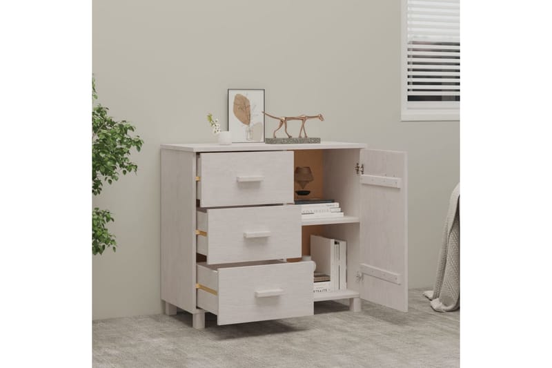 Skänk vit 90x40x80 cm massiv furu - Vit - Förvaring - Förvaringsmöbler - Skänkar & sideboards