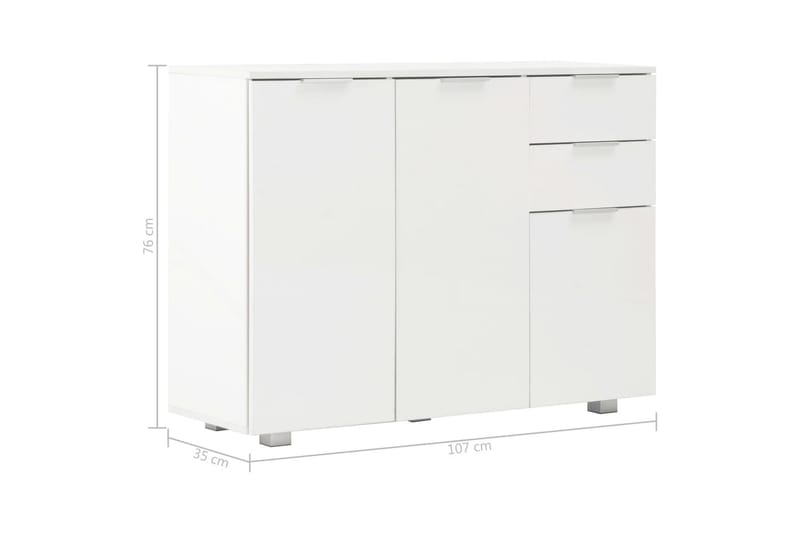 Skänk vit högglans 107x35x76 cm - Vit - Förvaring - Förvaringsmöbler - Skänkar & sideboards