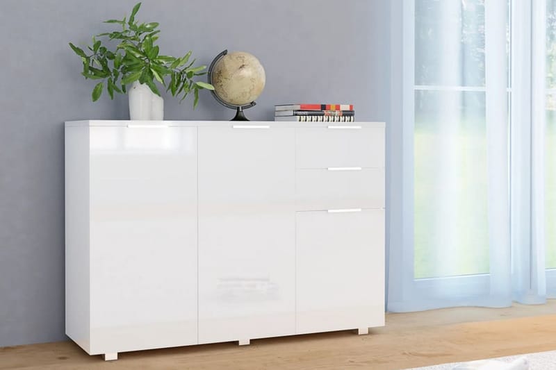 Skänk vit högglans 107x35x76 cm - Vit - Skänkar & sideboards