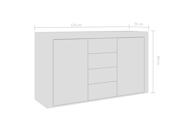 Skänk vit högglans 120x36x69 cm spånskiva - Vit - Skänkar & sideboards