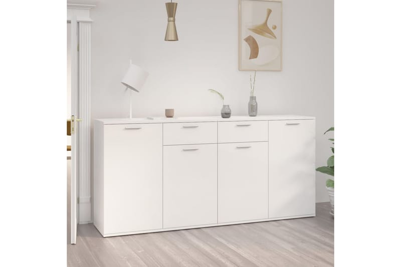 Skänk vit högglans 160x36x75 cm spånskiva - Vit - Förvaring - Förvaringsmöbler - Skänkar & sideboards