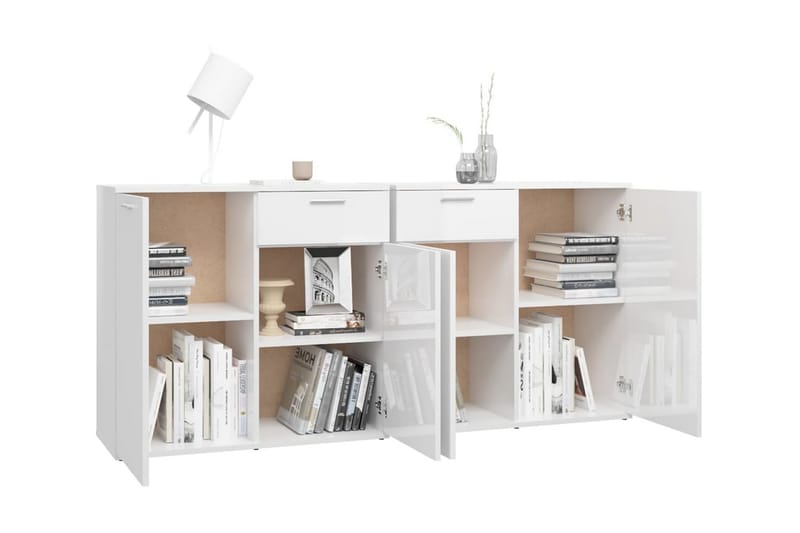 Skänk vit högglans 160x36x75 cm spånskiva - Vit - Förvaring - Förvaringsmöbler - Skänkar & sideboards