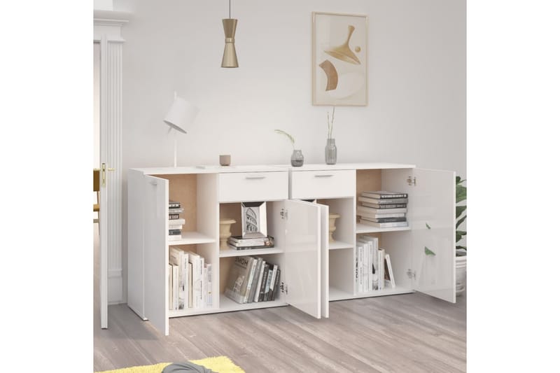 Skänk vit högglans 160x36x75 cm spånskiva - Vit - Förvaring - Förvaringsmöbler - Skänkar & sideboards