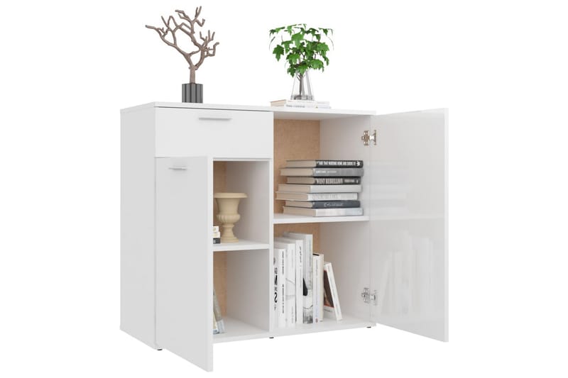 Skänk vit högglans 80x36x75 cm spånskiva - Vit - Förvaring - Förvaringsmöbler - Skänkar & sideboards