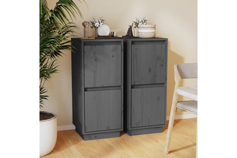 Skänkar 2 st grå 31,5x34x75 cm massiv furu - Grå - Förvaring - Förvaringsmöbler - Skänkar & sideboards