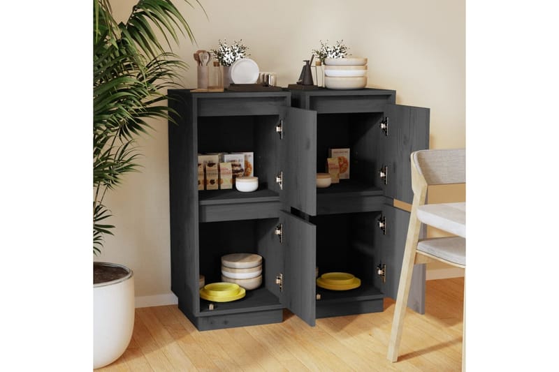 Skänkar 2 st grå 31,5x34x75 cm massiv furu - Grå - Förvaring - Förvaringsmöbler - Skänkar & sideboards