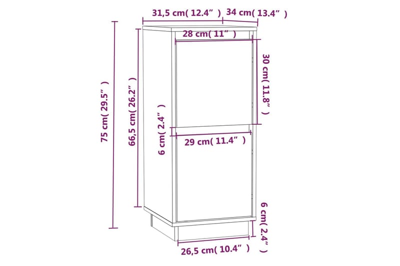 Skänkar 2 st grå 31,5x34x75 cm massiv furu - Grå - Förvaring - Förvaringsmöbler - Skänkar & sideboards