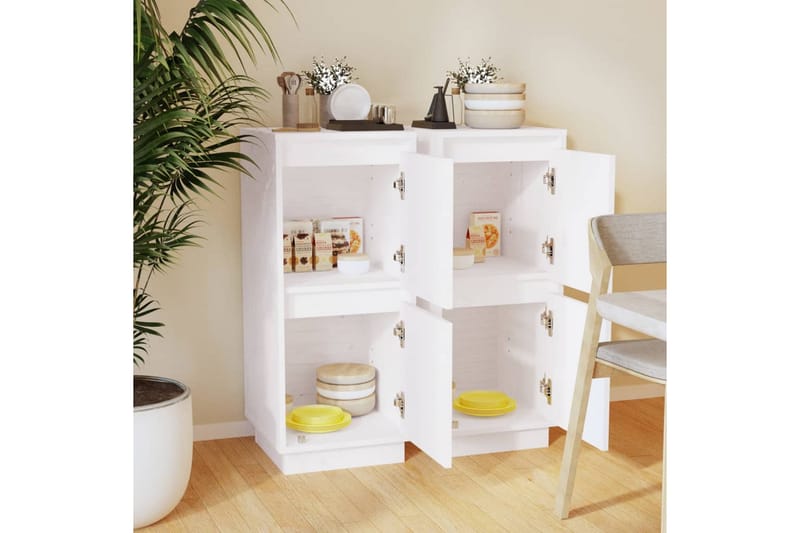Skänkar 2 st vit 31,5x34x75 cm massiv furu - Vit - Förvaring - Förvaringsmöbler - Skänkar & sideboards