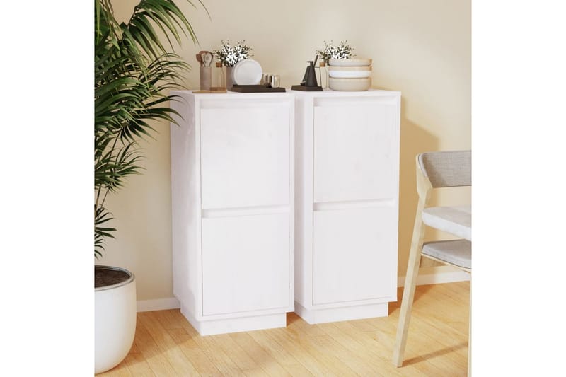 Skänkar 2 st vit 31,5x34x75 cm massiv furu - Vit - Förvaring - Förvaringsmöbler - Skänkar & sideboards