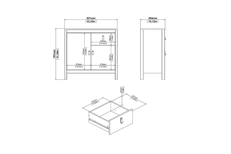 STOLFERS Sideboard 38x82 cm Svart/Natur - Förvaring - Förvaringsmöbler - Skänkar & sideboards