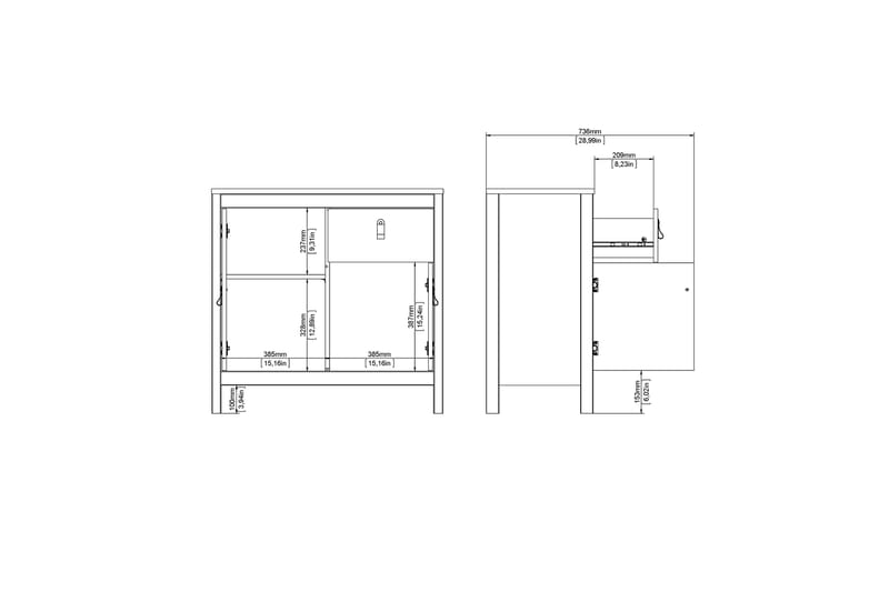 STOLFERS Sideboard 38x82 cm Svart/Natur - Förvaring - Förvaringsmöbler - Skänkar & sideboards