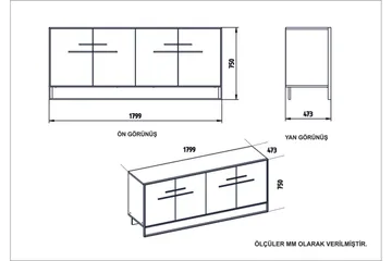 Susia Sidobord 180 cm - Guld|Svart - Förvaring - Förvaringsmöbler - Skänkar & sideboards