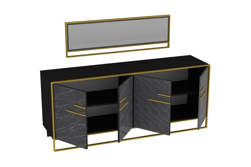 Susia Sidobord 180 cm - Guld|Svart - Förvaring - Förvaringsmöbler - Skänkar & sideboards