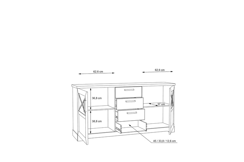 Svetis Sideboard 42x183 cm - Vit - Förvaring - Förvaringsmöbler - Skänkar & sideboards