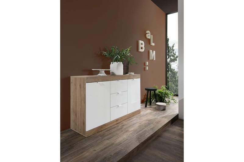 THENIKE Sideboard 135 cm Vit/Brun - Förvaring - Förvaringsmöbler - Skänkar & sideboards