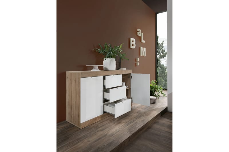 THENIKE Sideboard 135 cm Vit/Brun - Förvaring - Förvaringsmöbler - Skänkar & sideboards
