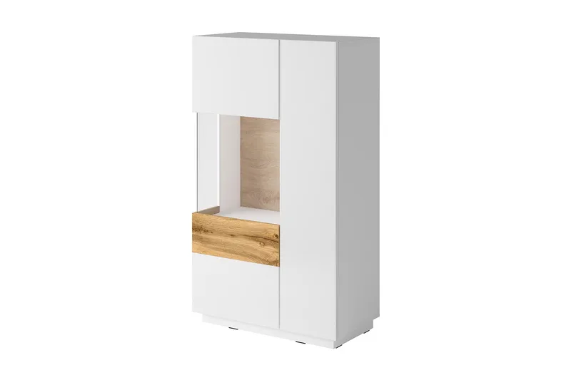 Tomeka Sideboard 80 cm i Trä med Ekutseende, Vit|Beige