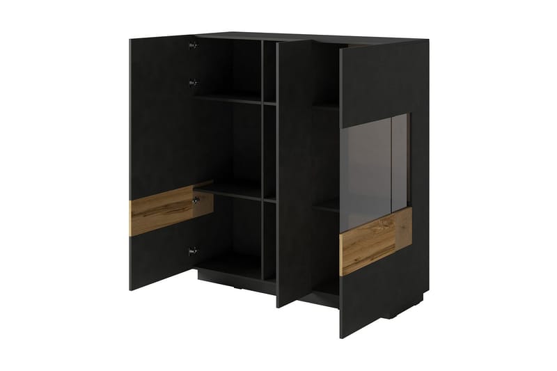 Tomeka Sideboard i Trä med Glasdörr - Svartgrå - Förvaring - Förvaringsmöbler - Skänkar & sideboards