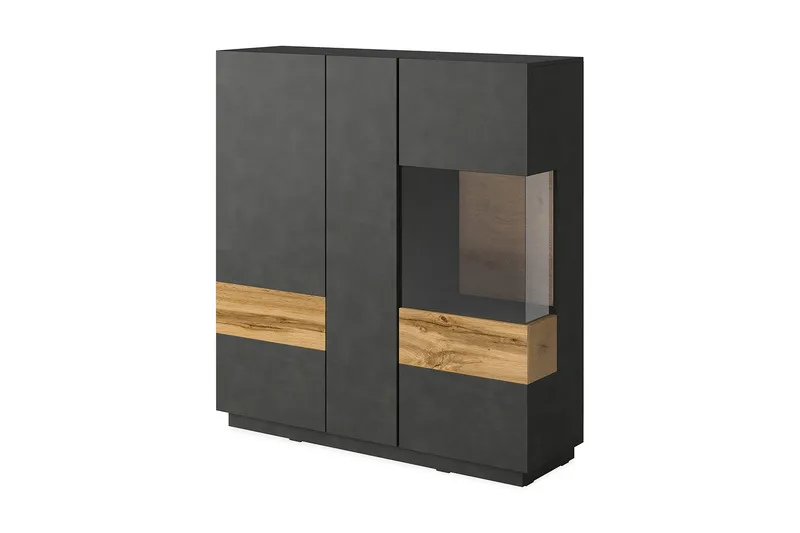 Tomeka Sideboard i Trä med Glasdörr, Svartgrå