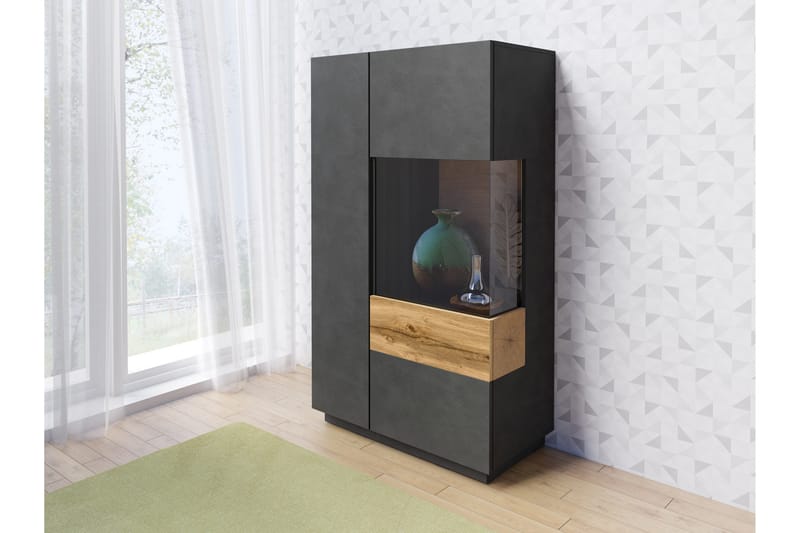 Tomeka Sideboard i Trä med Glasfront - Svart - Förvaring - Förvaringsmöbler - Skänkar & sideboards