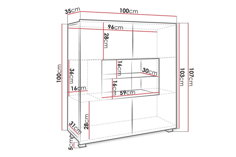 TRACEY Skänk 100 cm Vit - Vit - Förvaring - Förvaringsmöbler - Skänkar & sideboards
