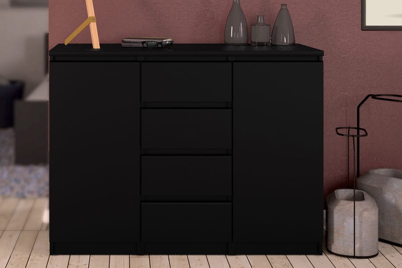 TRIVENTO Skänk 121 2 Dörrar 4 Lådor Mattsvart - Förvaring - Förvaringsmöbler - Skänkar & sideboards