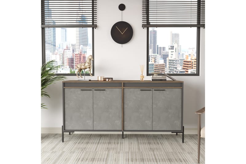UKHAND Sideboard 46x184 cm Brun/Betonggrå/Antracit - Förvaring - Förvaringsmöbler - Skänkar & sideboards