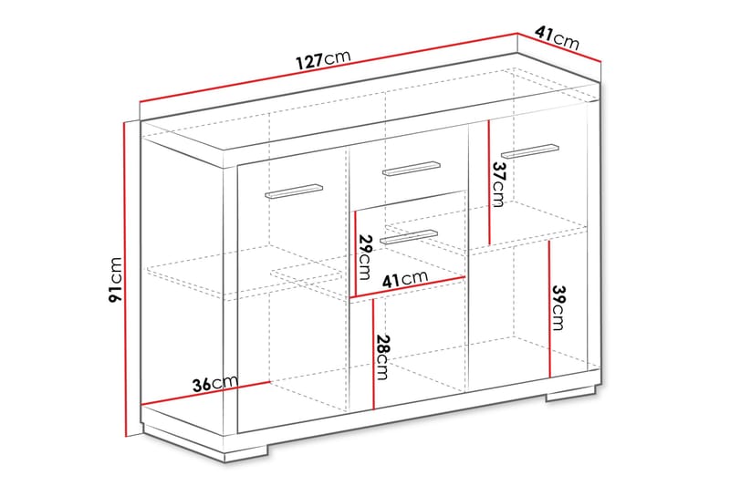 VEGAS Skänk 127,5x40,5x91 cm - Beige/Grå - Förvaring - Förvaringsmöbler - Skänkar & sideboards