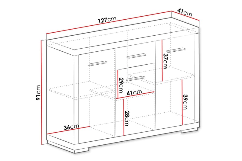 Vegas Skänk 127,5x40,5x91 cm LED-belysning - Beige/Grå - Förvaring - Förvaringsmöbler - Skänkar & sideboards