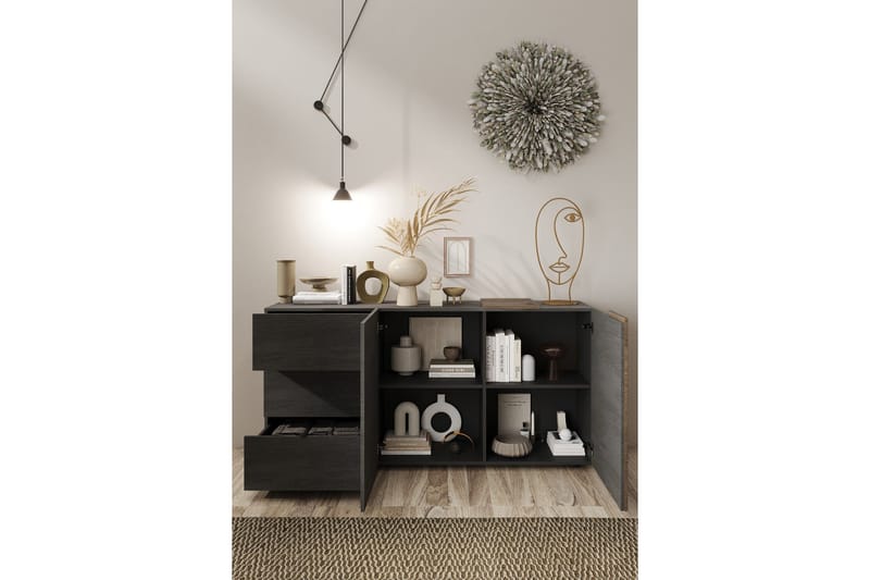 VOLDE Sideboard 44x181x86 cm Grå/Taupe - Förvaring - Förvaringsmöbler - Skänkar & sideboards