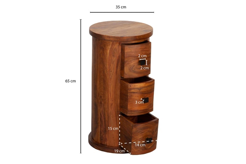 Willowdale Sideboard 35 cm 3 Lådor Runt - Brun - Förvaring - Förvaringsmöbler - Skänkar & sideboards