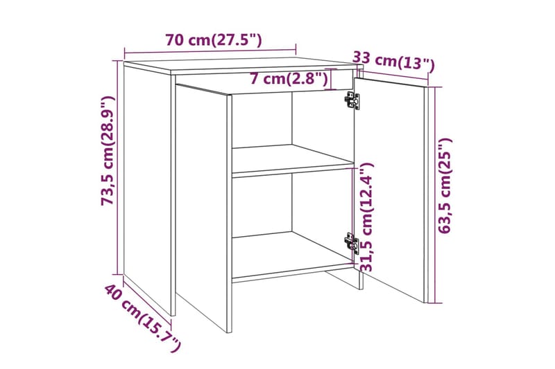 Skänk 2 delar vit konstruerat trä - Vit - Förvaring - Förvaringsmöbler - Skänkar & sideboards